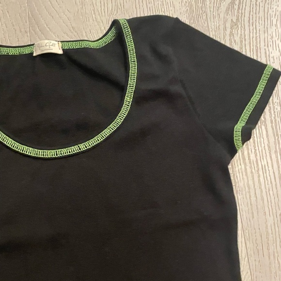 Brandy Melville black w/ green stitching top - Picture 2 of 2